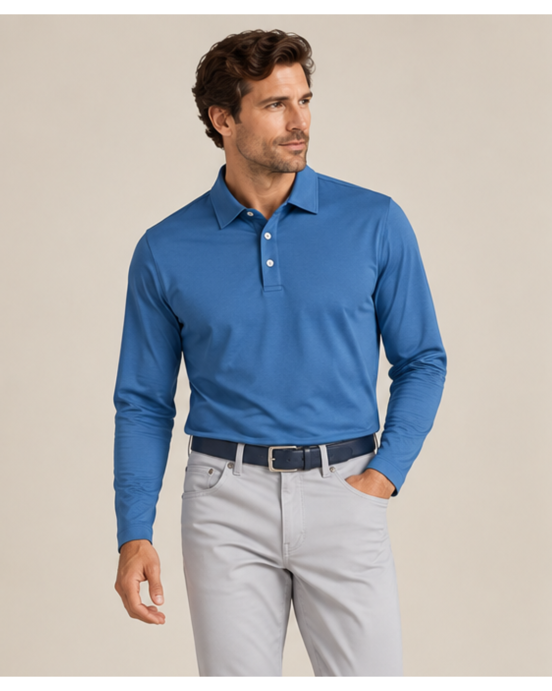 The JFK Long Sleeve Polo - French Blue