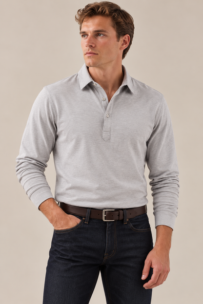 The JFK Long Sleeve Polo - Grey