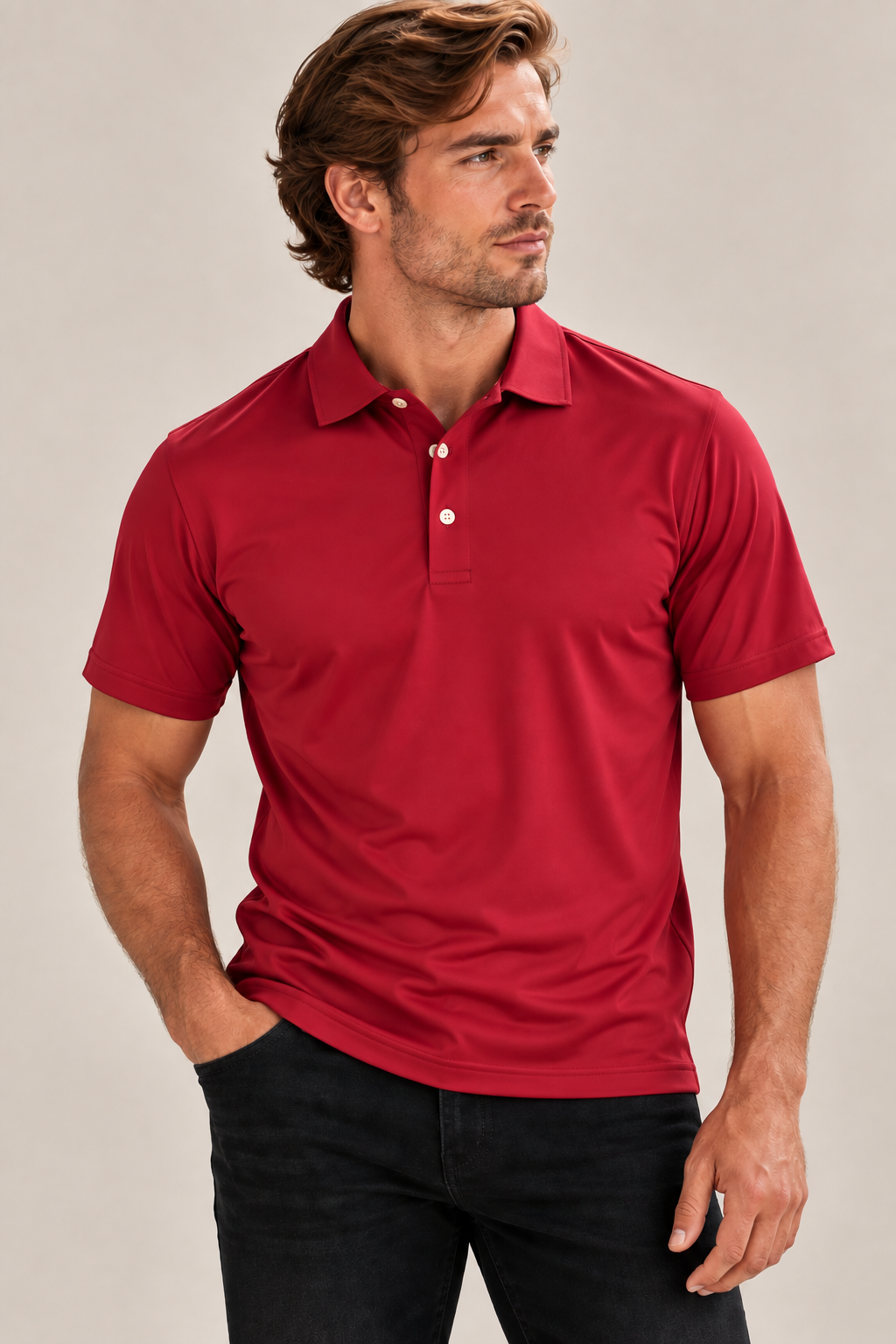 Tibetan Red Solid Golf Polo