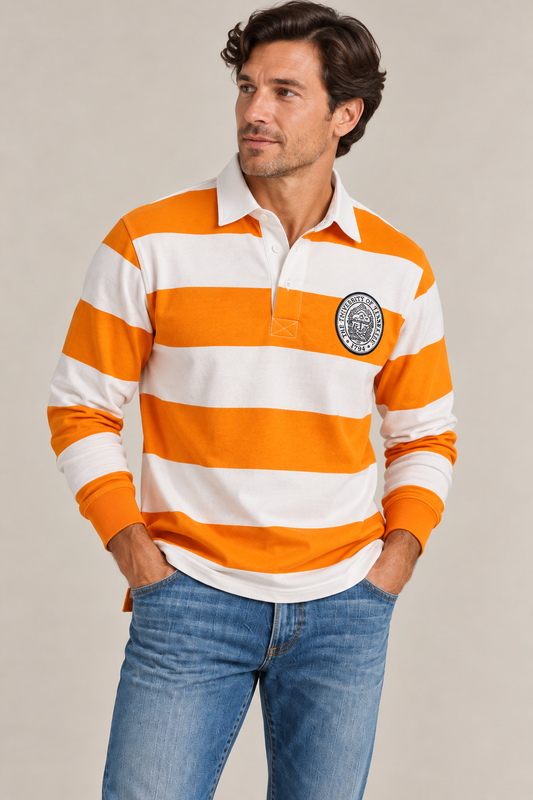 Tennessee Heritage Rugby Shirt – Orange & White Stripe
