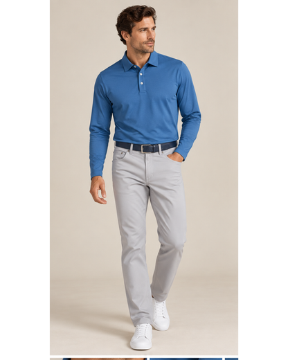 The JFK Long Sleeve Polo - French Blue