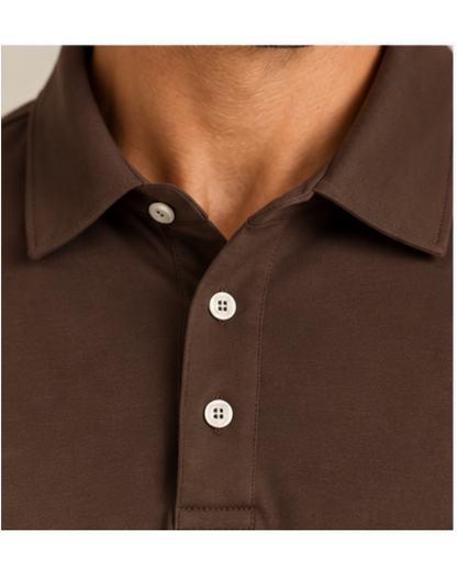 The JFK Long Sleeve Polo - Brown