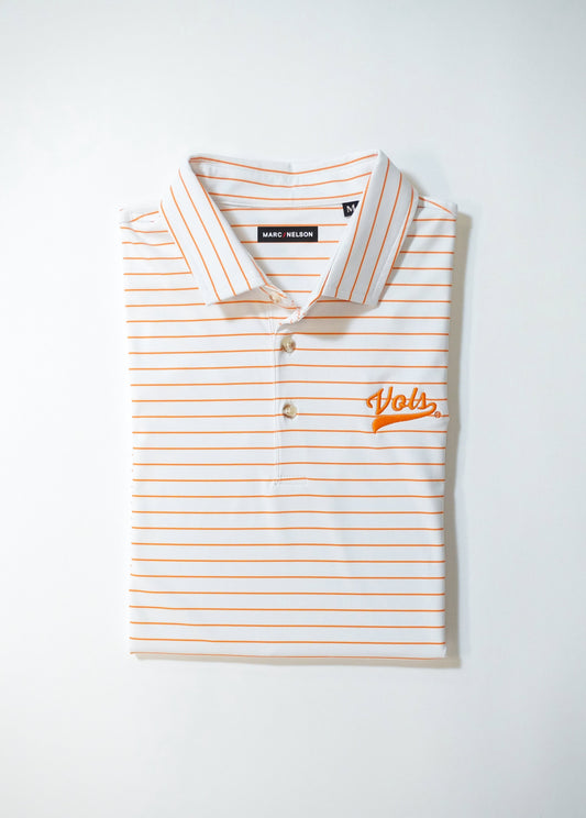 Vols White with Orange Stripe Golf Polo