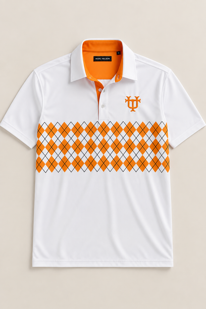 Vintage UT Orange Argyle Performance Polo
