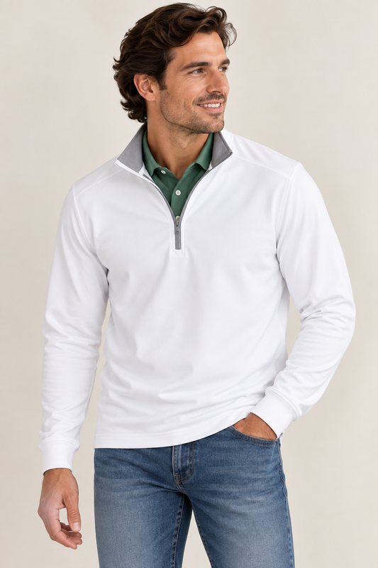White Performance Quarter Zip