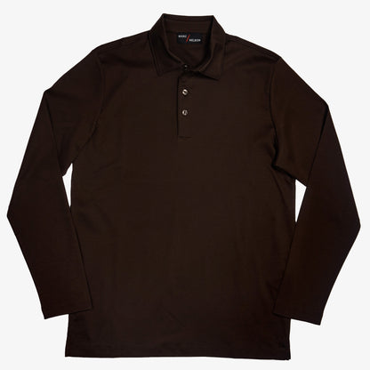 The JFK Long Sleeve Polo - Brown