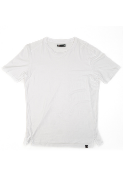 Overehead photo of white Modal Cotton Short Sleeve Crewneck T-Shirt