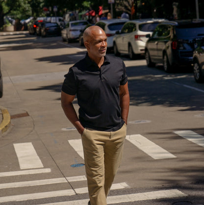 The Solid Jersey Knit Short Sleeve Polo - Black