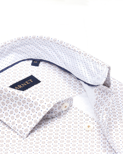 Garnet Beige Geometric Printed Long Sleeve Shirt