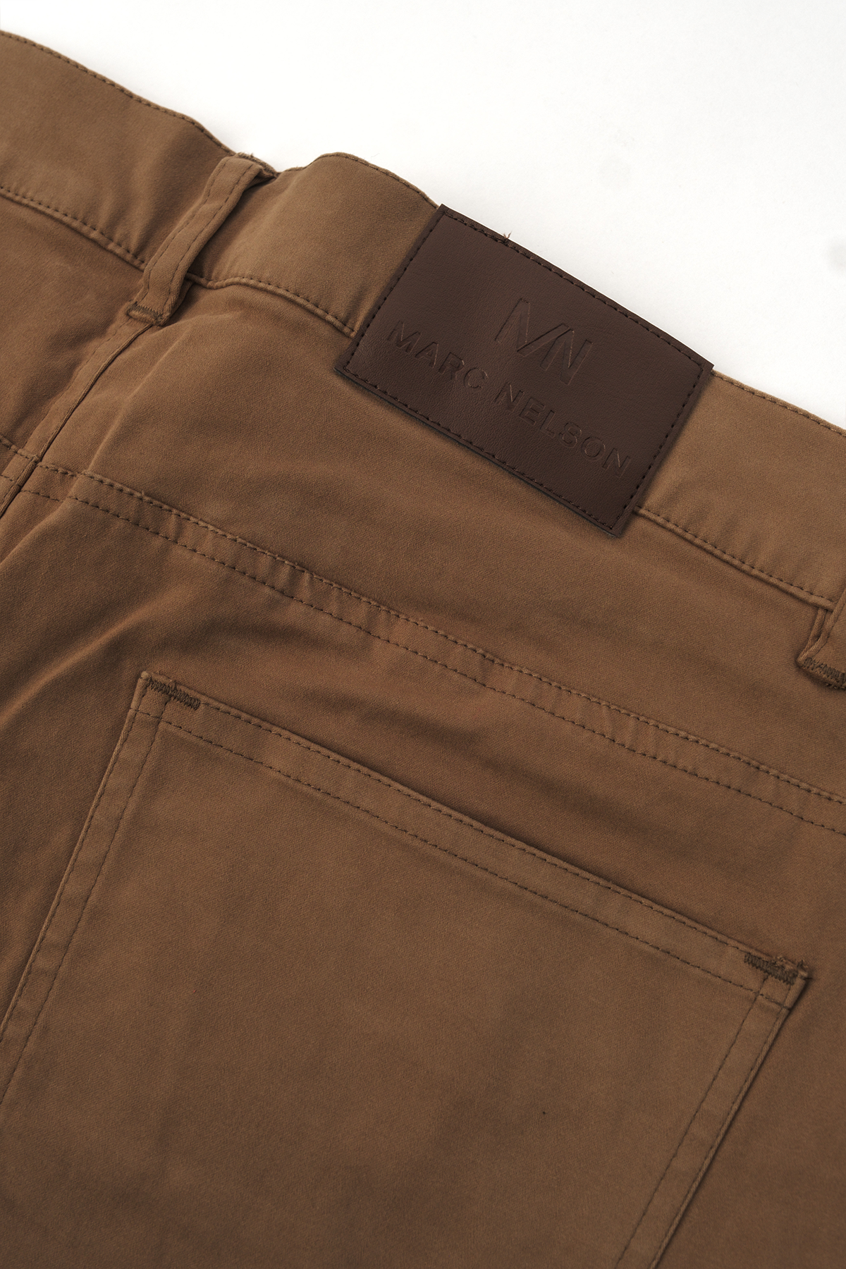 Close up photos showing the details on the backside of our george buck pants. 