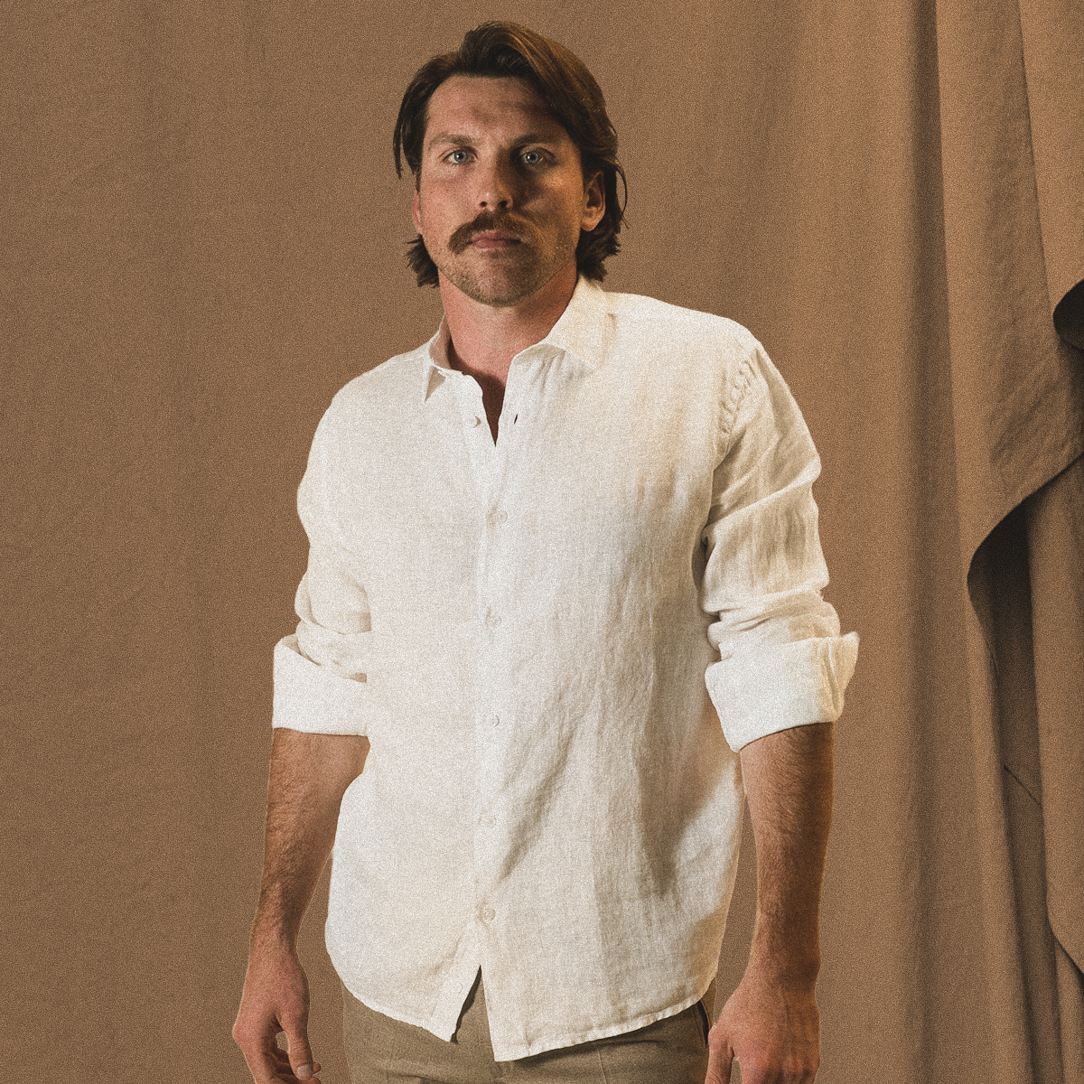 Long Sleeve Linen Shirt - White