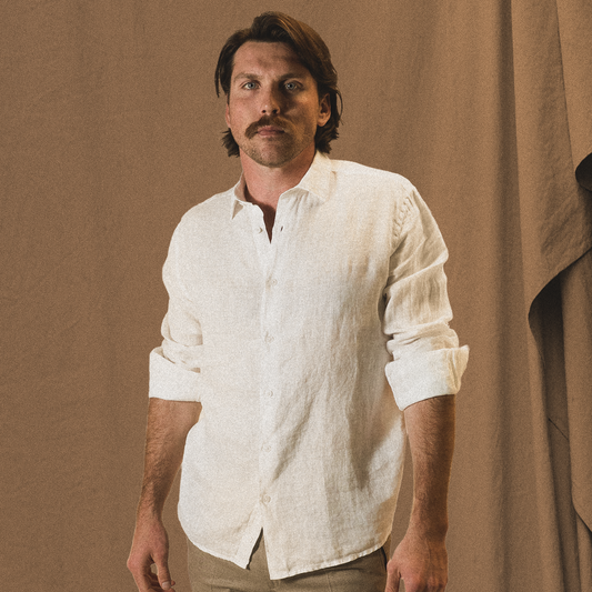 Long Sleeve Linen Shirt - White