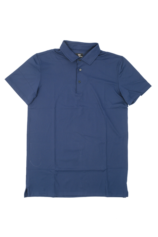 Over looking photo of Navy Golf Polo on a white background