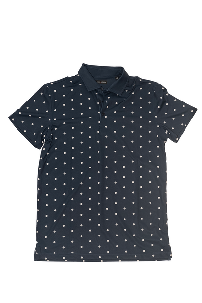 Navy and Grey Dots Golf Polo
