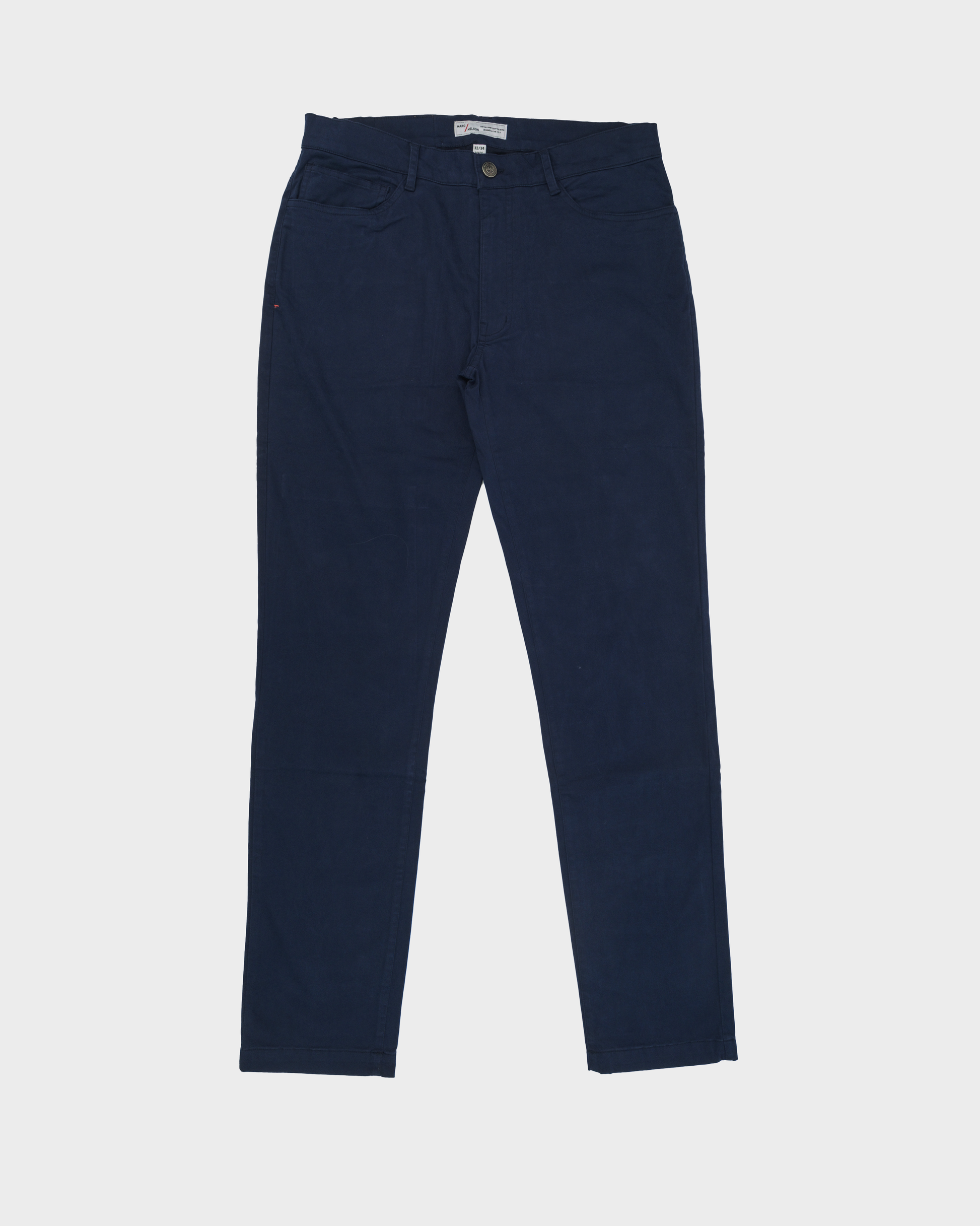 Overhead photo of navy George Pants on white background.