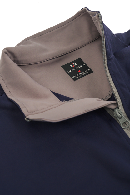 Close up shot of Navy Performance Quarter Zip Pullover