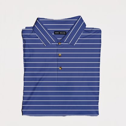 Navy Striped Golf Polo