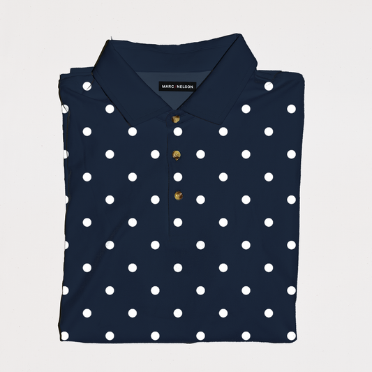 Navy and Grey Dots Golf Polo