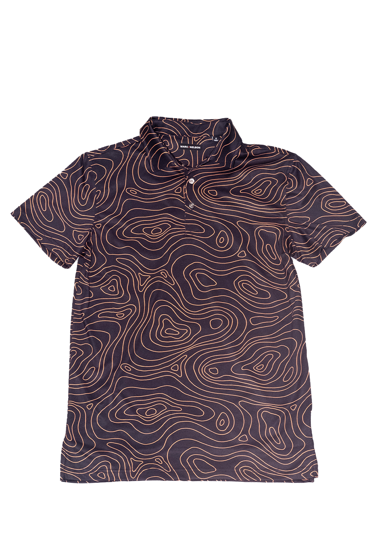 Topographic Black and Orange Golf Polo