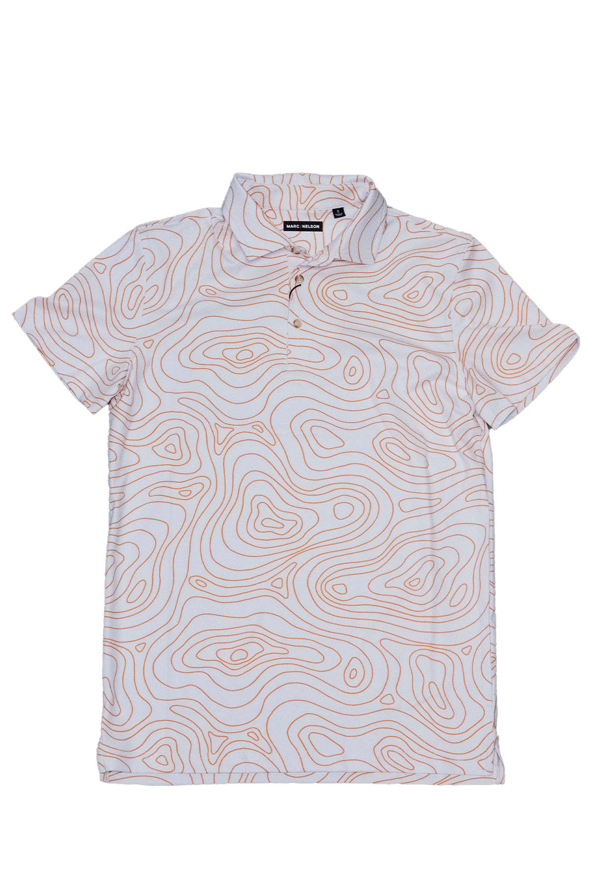 Topographic White and Orange Golf Polo