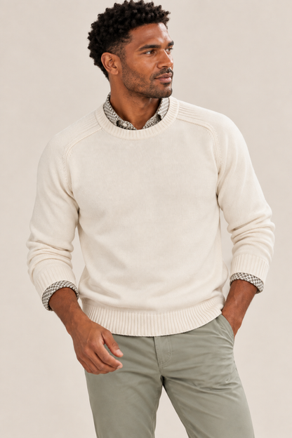The Nelson Cotton Cashmere Crew - Cream