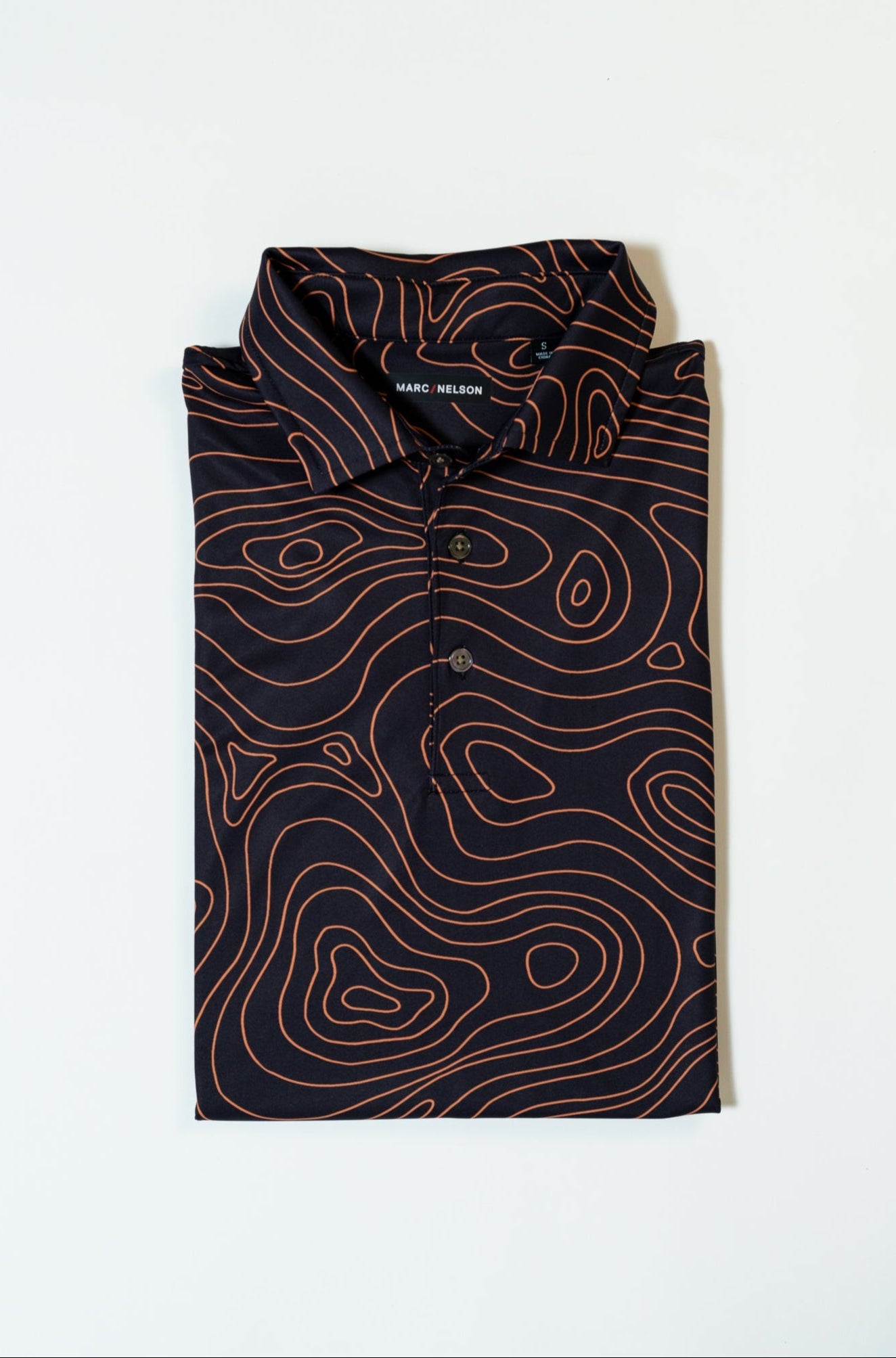 Topographic Black and Orange Golf Polo