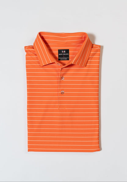 Orange with White Stripe Golf Polo