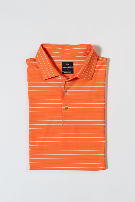 Orange with White Stripe Golf Polo