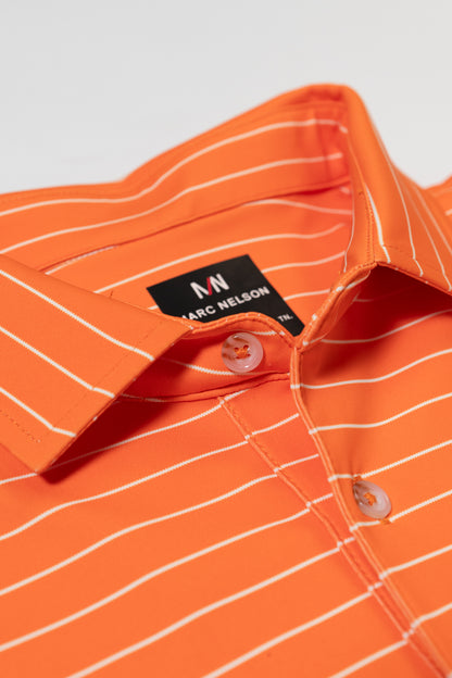 Orange with White Stripe Golf Polo