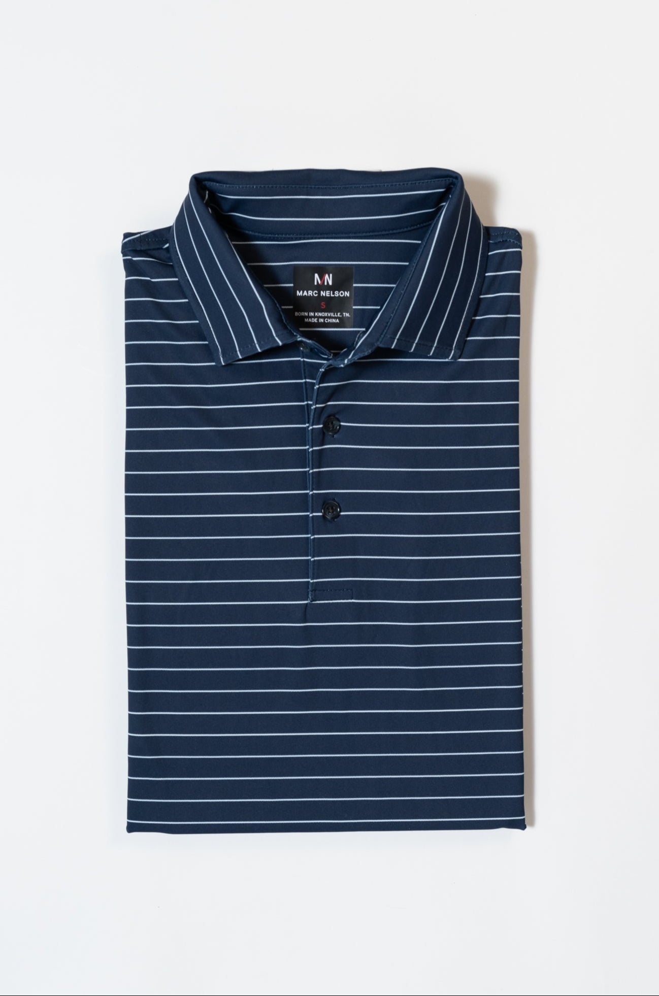 Navy Striped Golf Polo