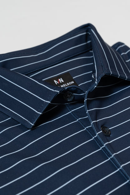 Navy Striped Golf Polo