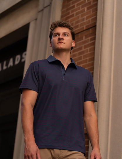 Navy with Burgundy Stripe Golf Polo