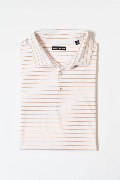 White with Orange Stripe Golf Polo