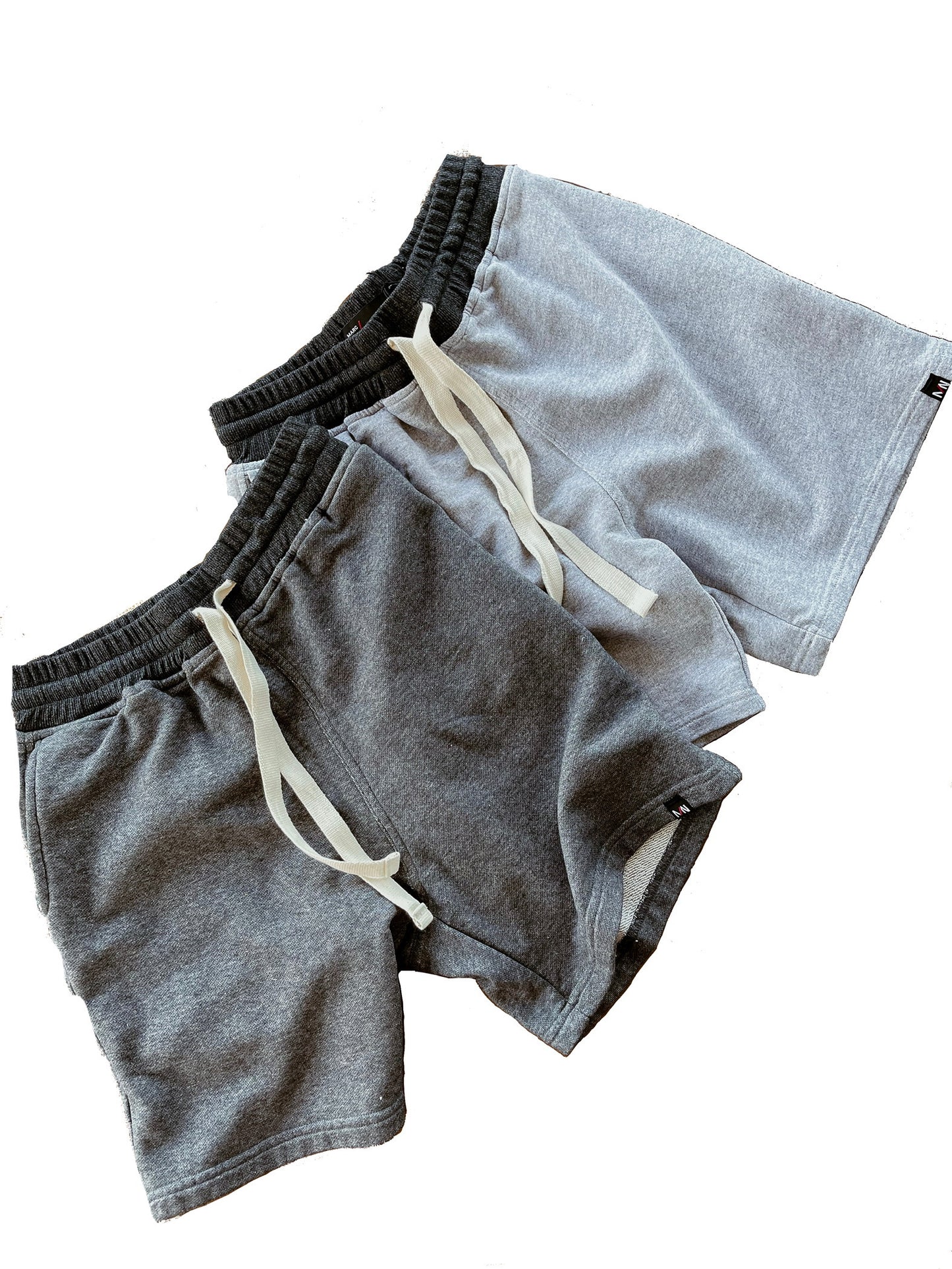 Men's casual sweat shorts with a twill drawstring made by Marc Nelson.